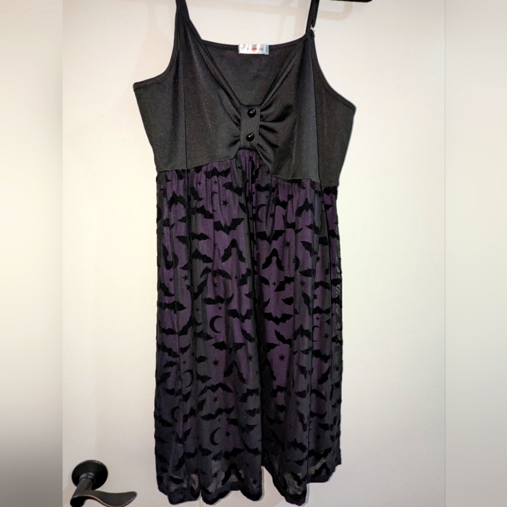 Rosegal purple Halloween dress with bats 1X